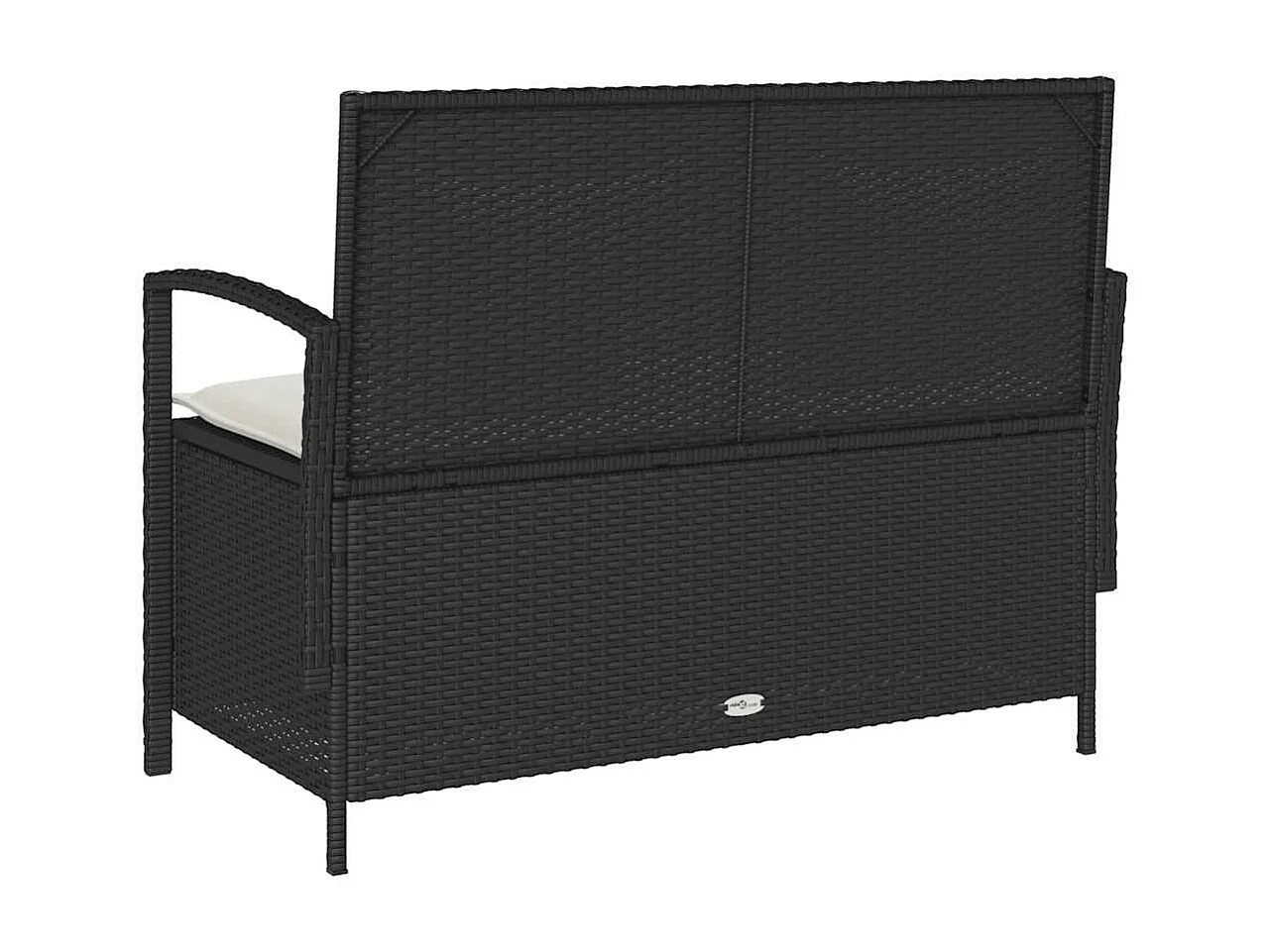 Banco de almacenamiento jardín con cojín ratán sintético negro