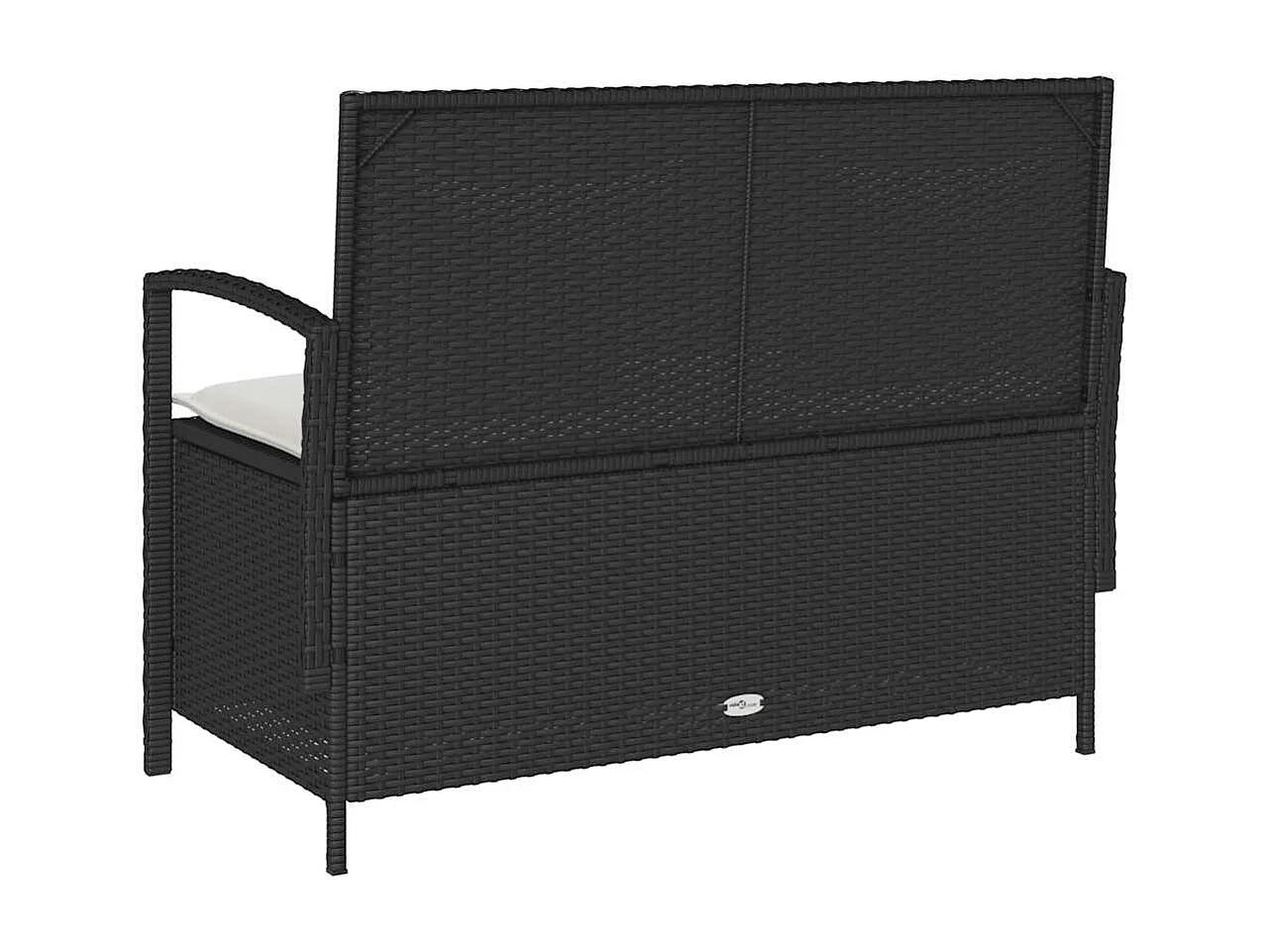 Banco de jardim para arrumação com almofada vime PE preto