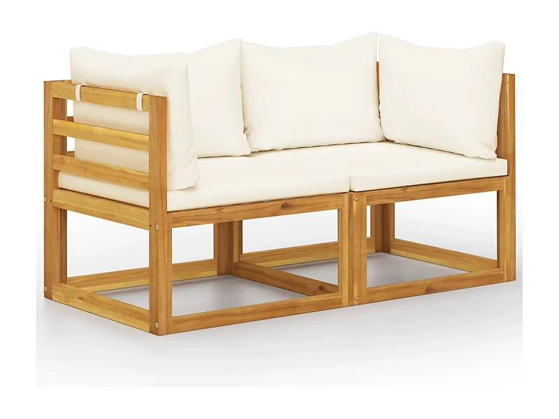 Banco de jardim de 2 lugares com almofadões branco nata