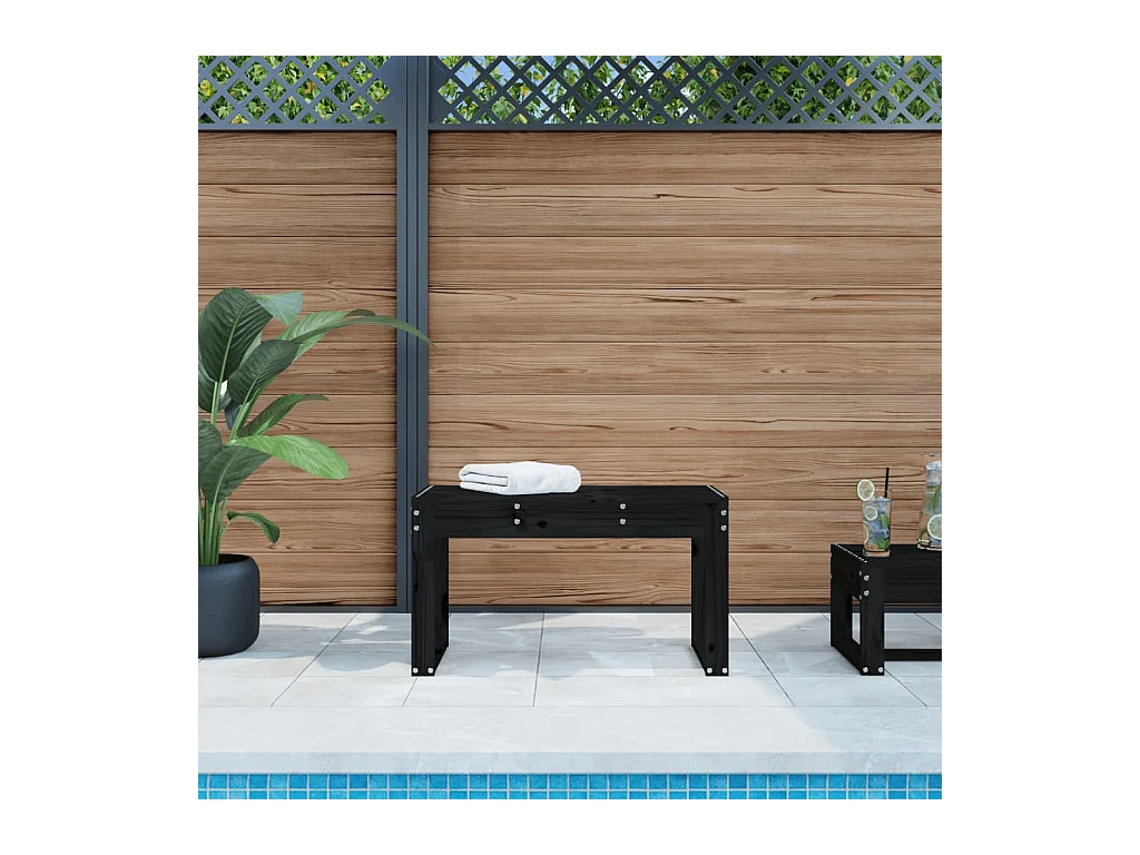 Banc de jardin noir 80x38x45 cm bois massif de pin