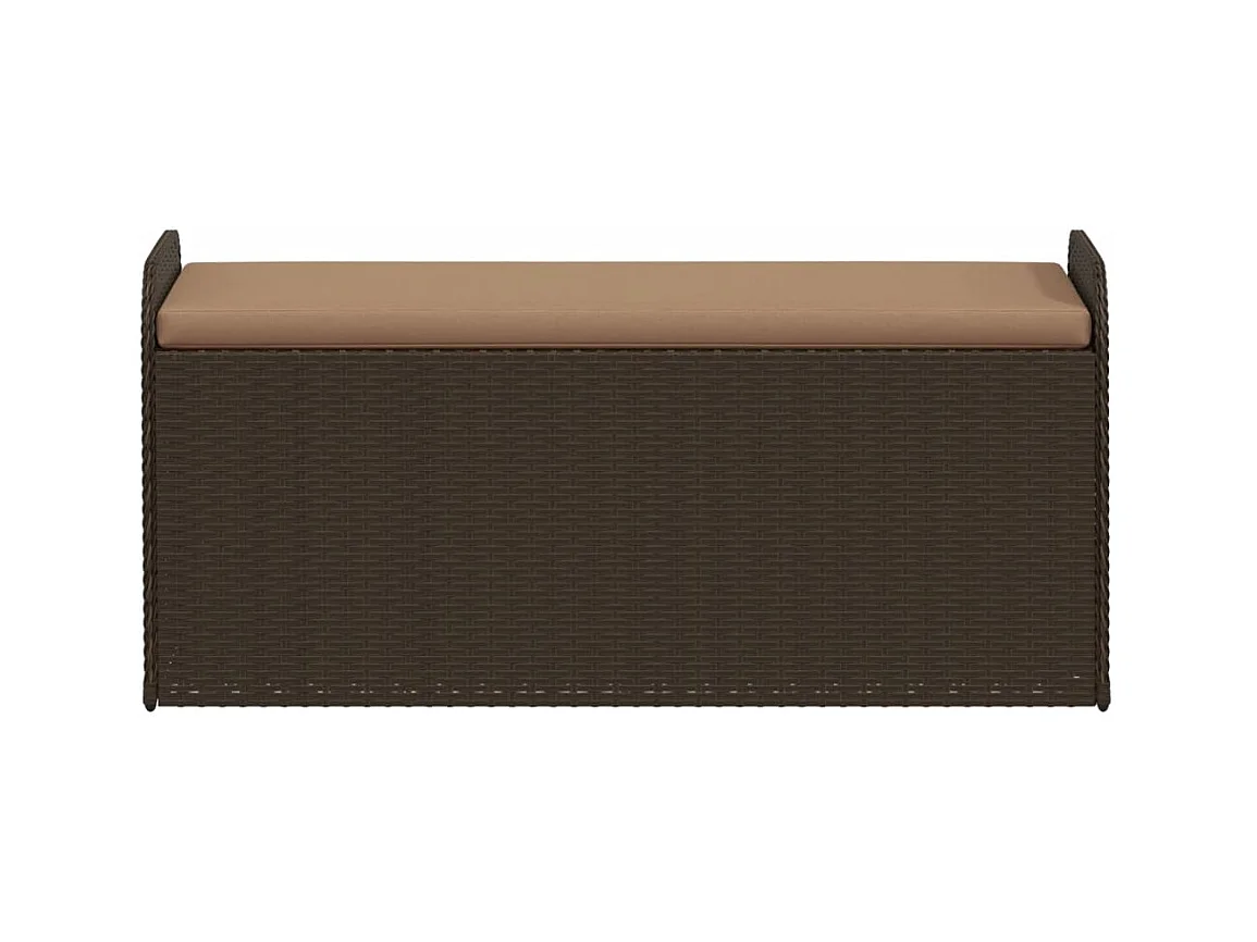 Banc de rangement et coussin marron 115x51x52 cm résine tressée