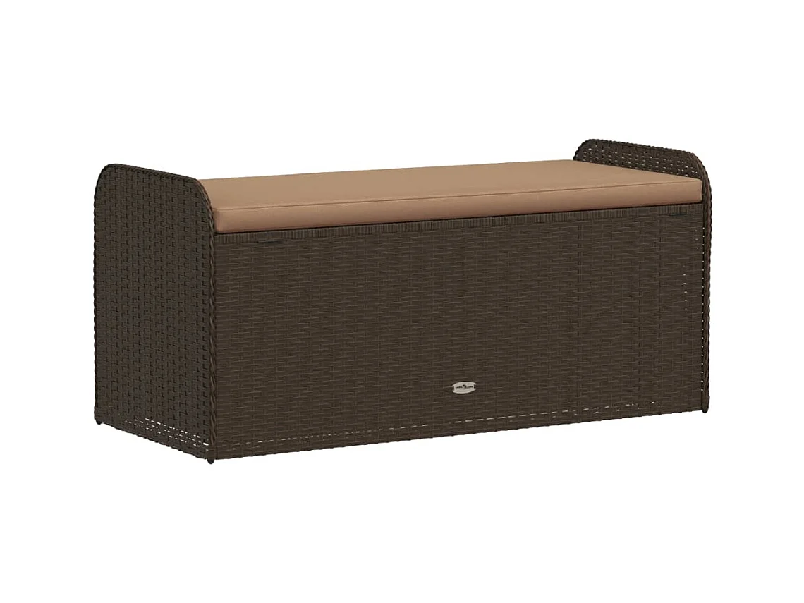 Banc de rangement et coussin marron 115x51x52 cm résine tressée