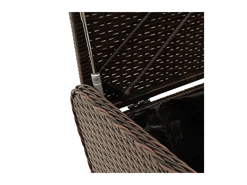 Banc de rangement et coussin marron 115x51x52 cm résine tressée