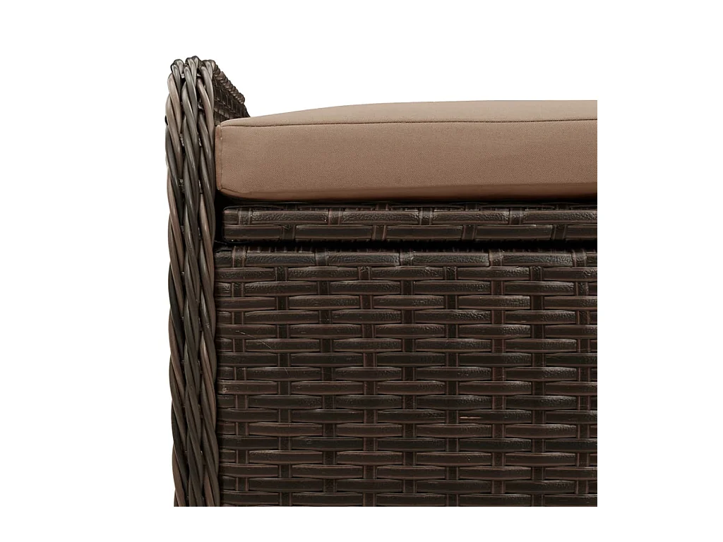 Banc de rangement et coussin marron 115x51x52 cm résine tressée