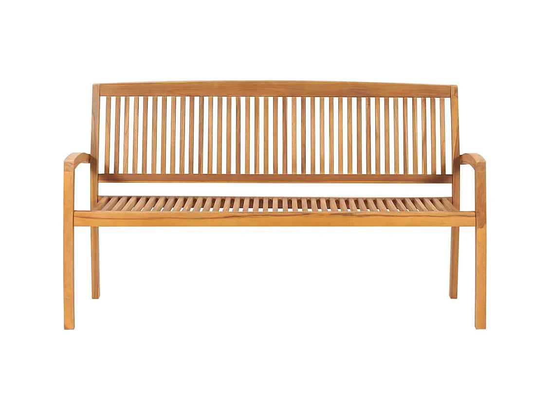 Banc de jardin empilable et coussin 159 cm Bois de teck massif