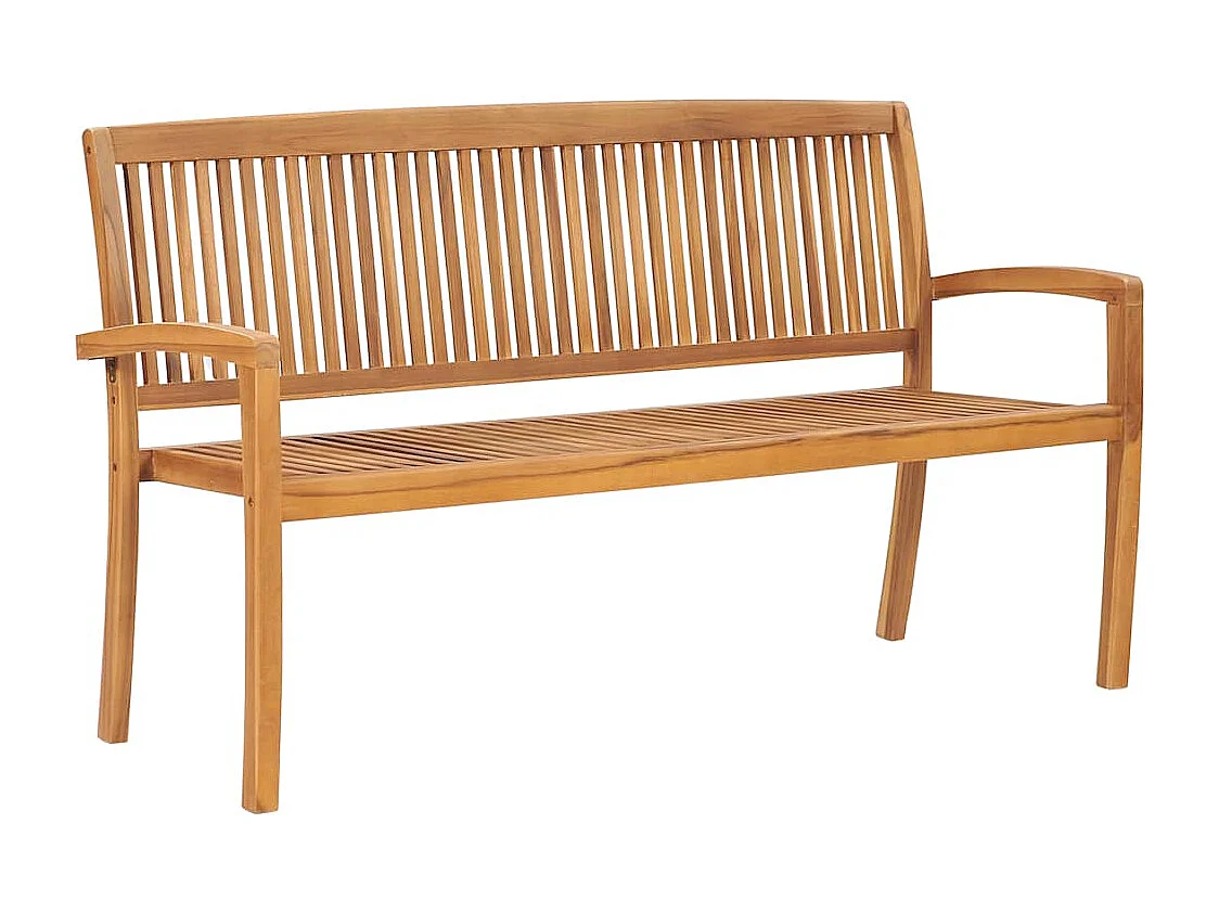 Banc de jardin empilable et coussin 159 cm Bois de teck massif