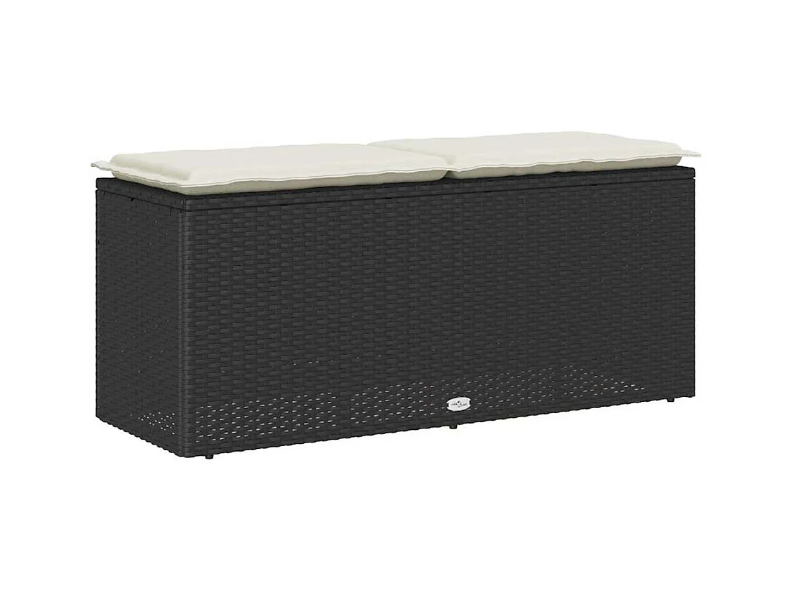 Banc de jardin avec coussin noir 110x40x44 cm résine tressée