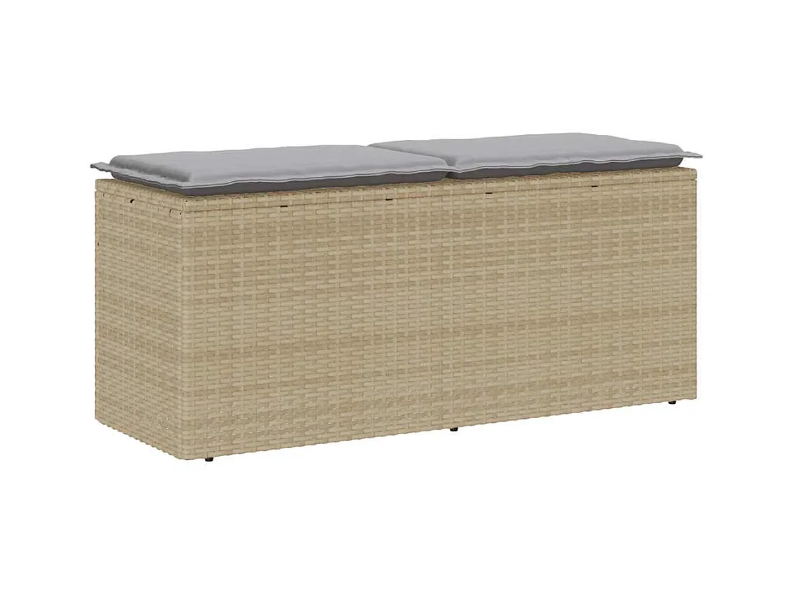 Banc de jardin avec coussin beige 110x40x44 cm résine tressée