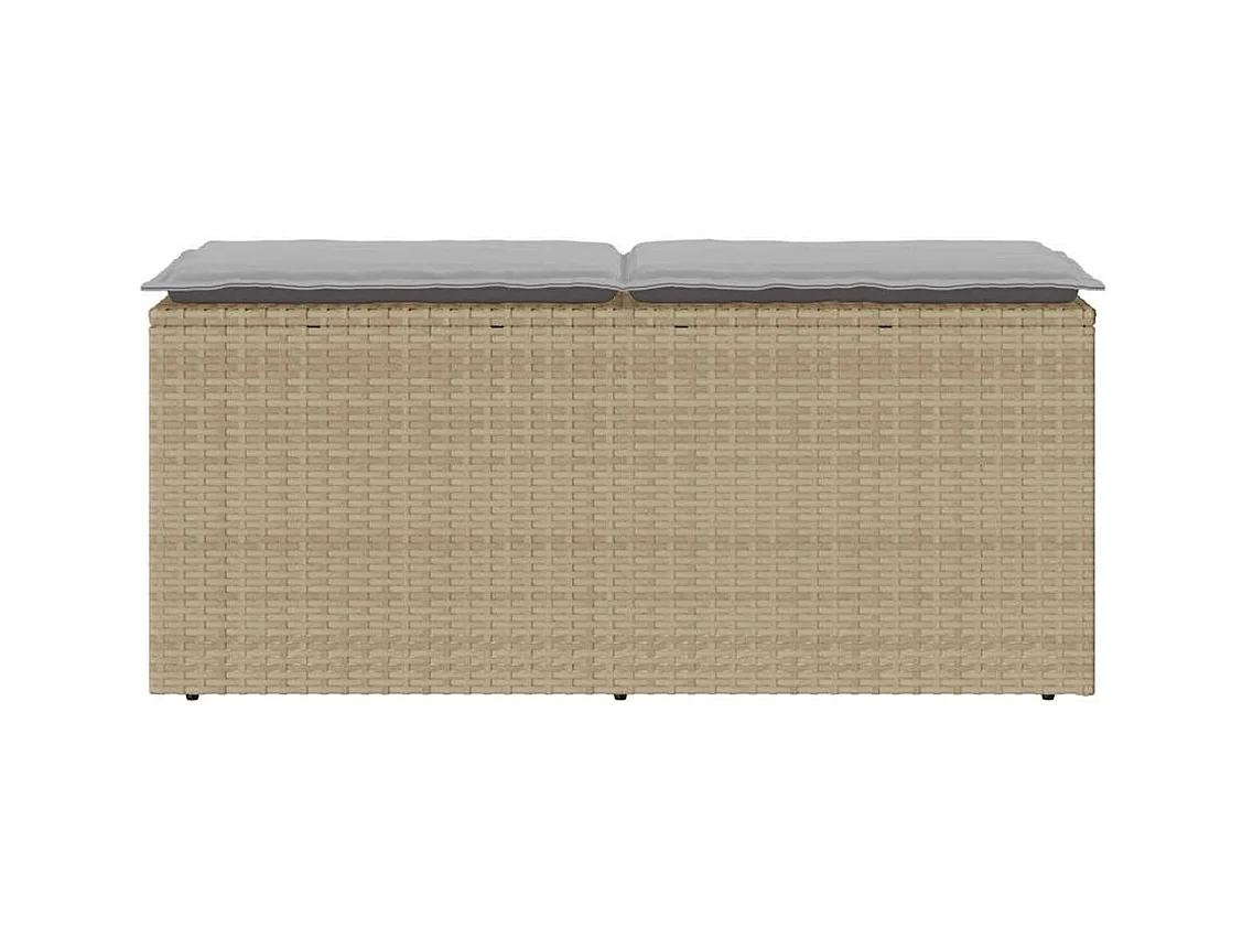 Banc de jardin avec coussin beige 110x40x44 cm résine tressée