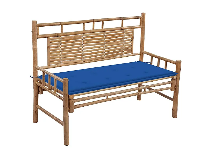 Banco de jardín con cojín bambú 120 cm