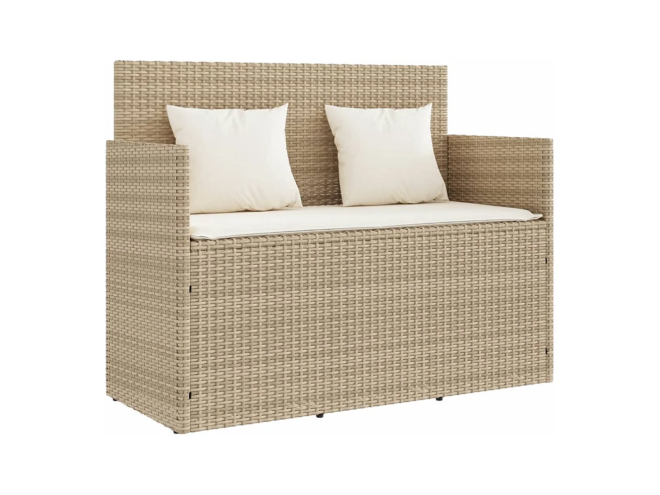 Banc de jardin avec coussins beige résine tressée