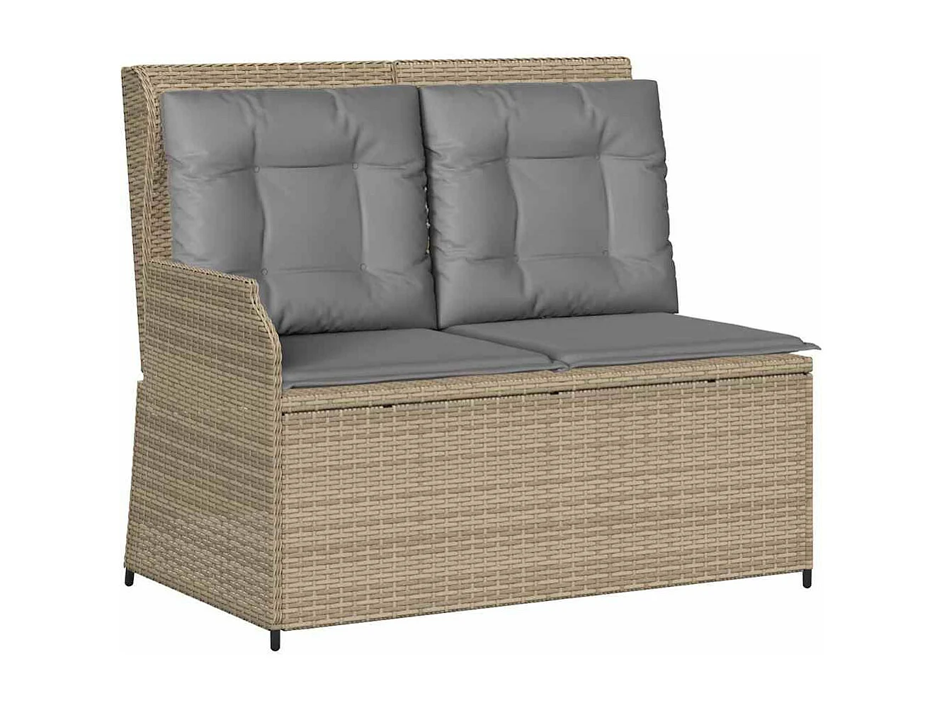 Banc inclinable de jardin avec coussins beige résine tressée