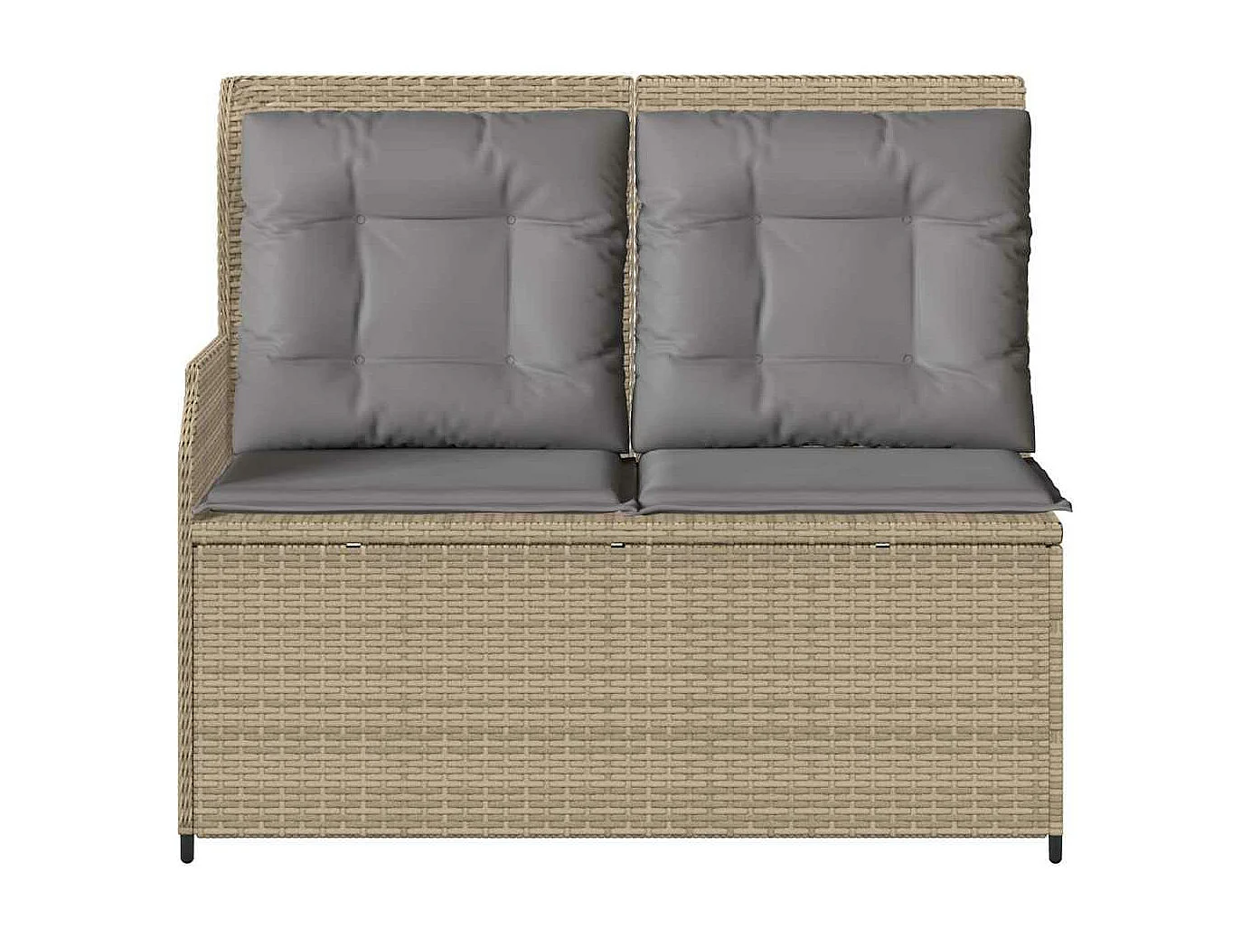 Banc inclinable de jardin avec coussins beige résine tressée