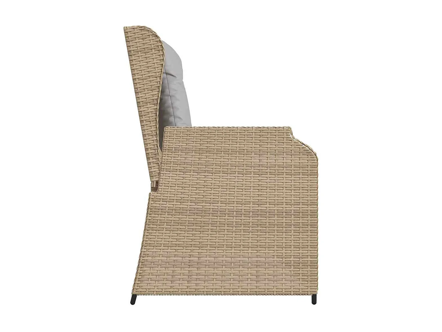Banc inclinable de jardin avec coussins beige résine tressée
