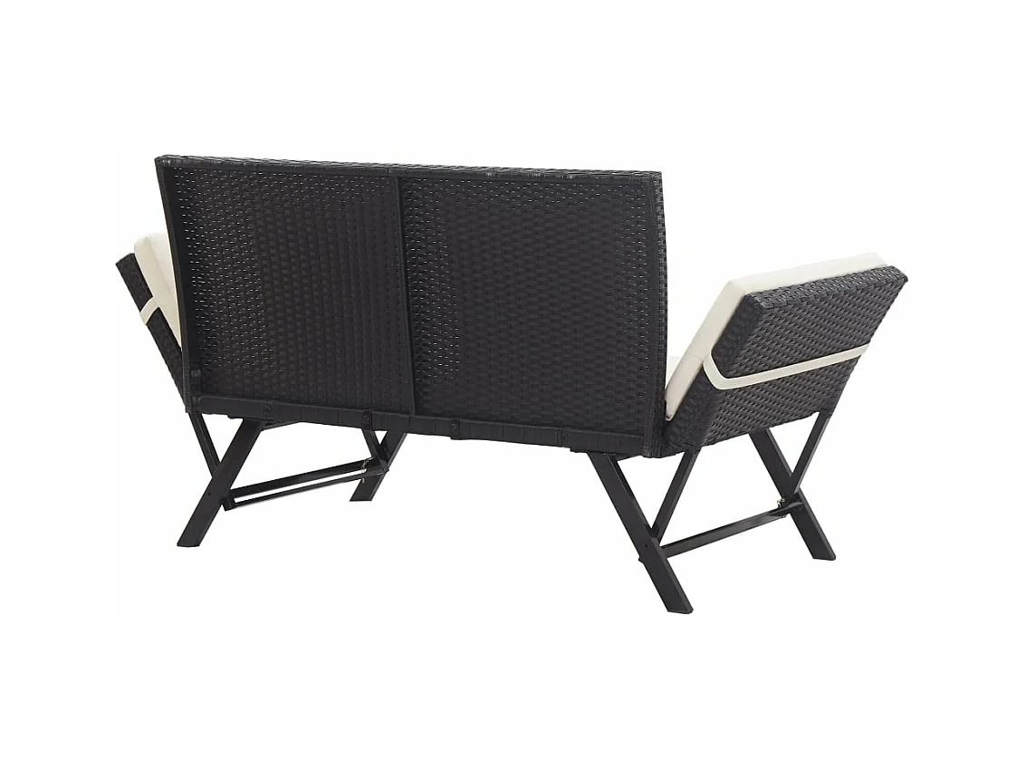 Banc de jardin avec coussins 176 cm Noir Résine tressée