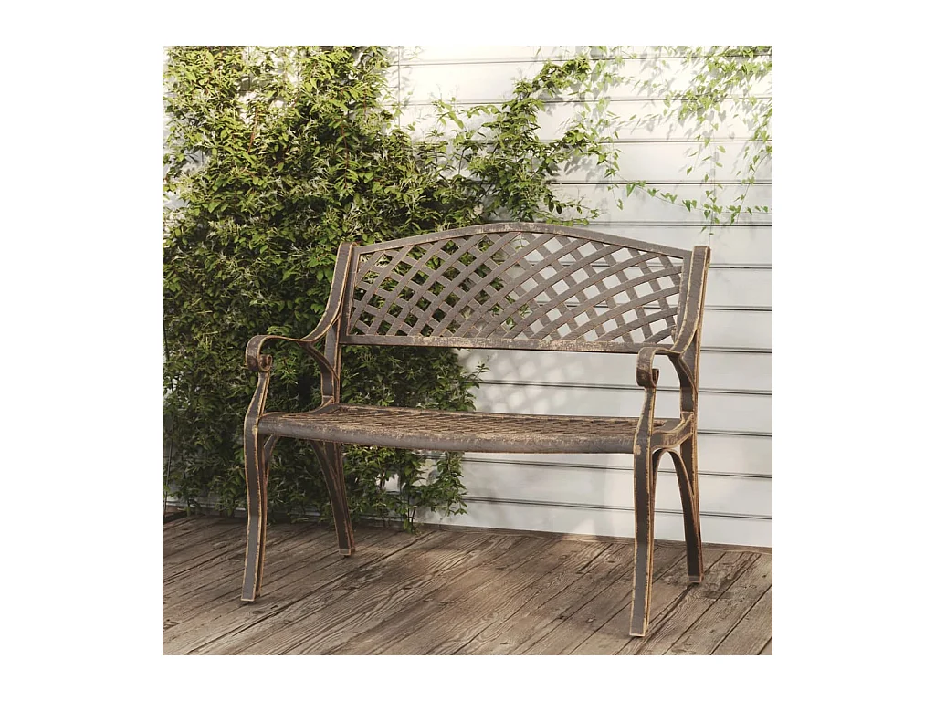 Banco de jardín de aluminio fundido bronce 102 cm