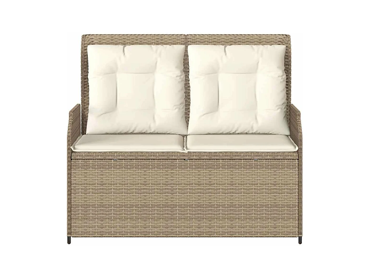 Banc inclinable de jardin avec coussins beige résine tressée