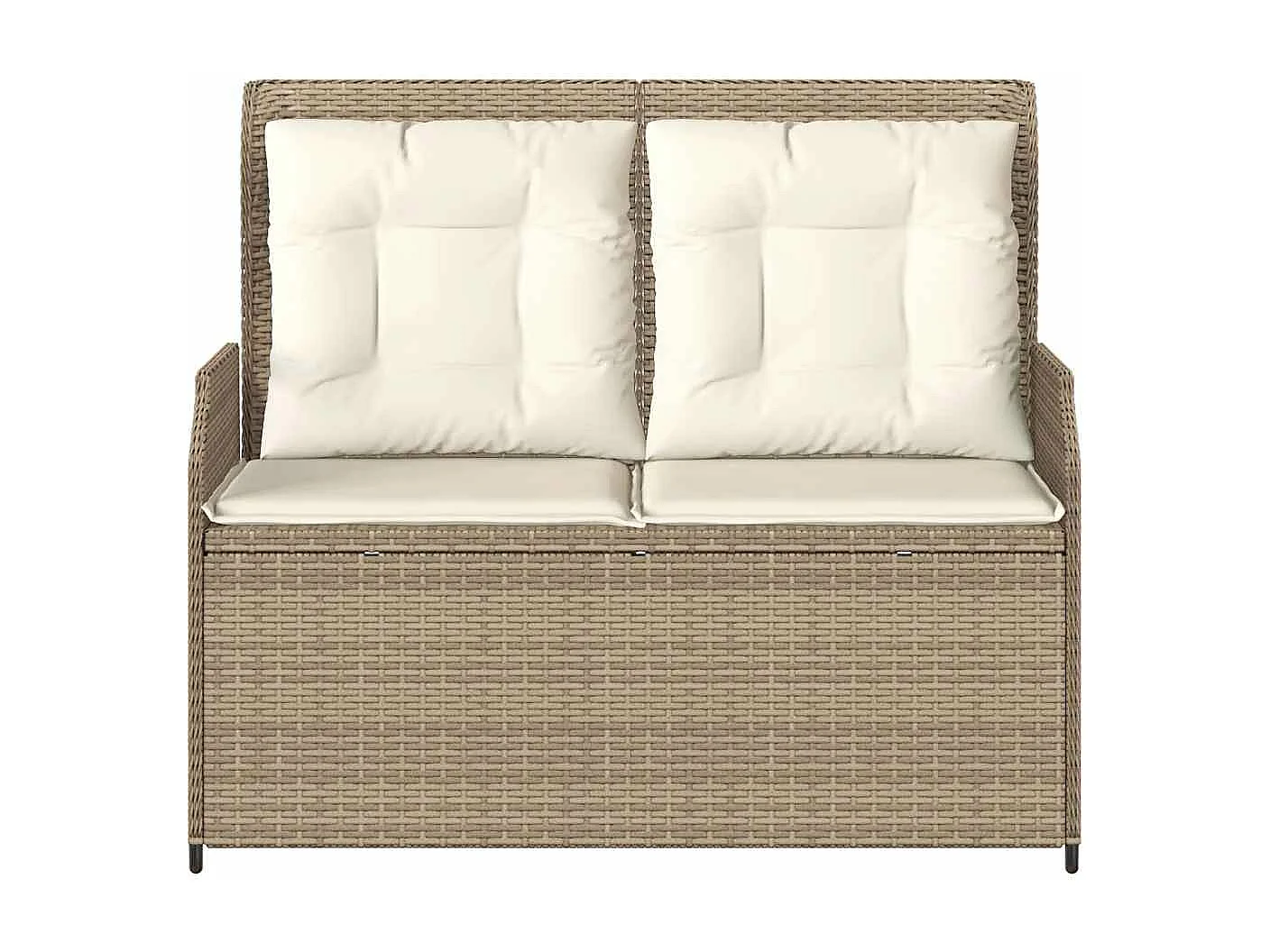 Sillón reclinable de jardín con cojines ratán sintético beige