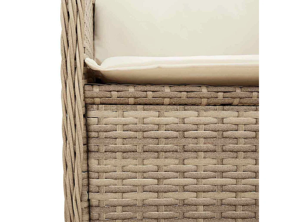 Sillón reclinable de jardín con cojines ratán sintético beige