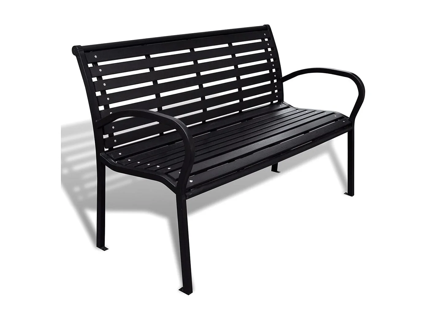 Banc de jardin 125 cm acier et WPC noir