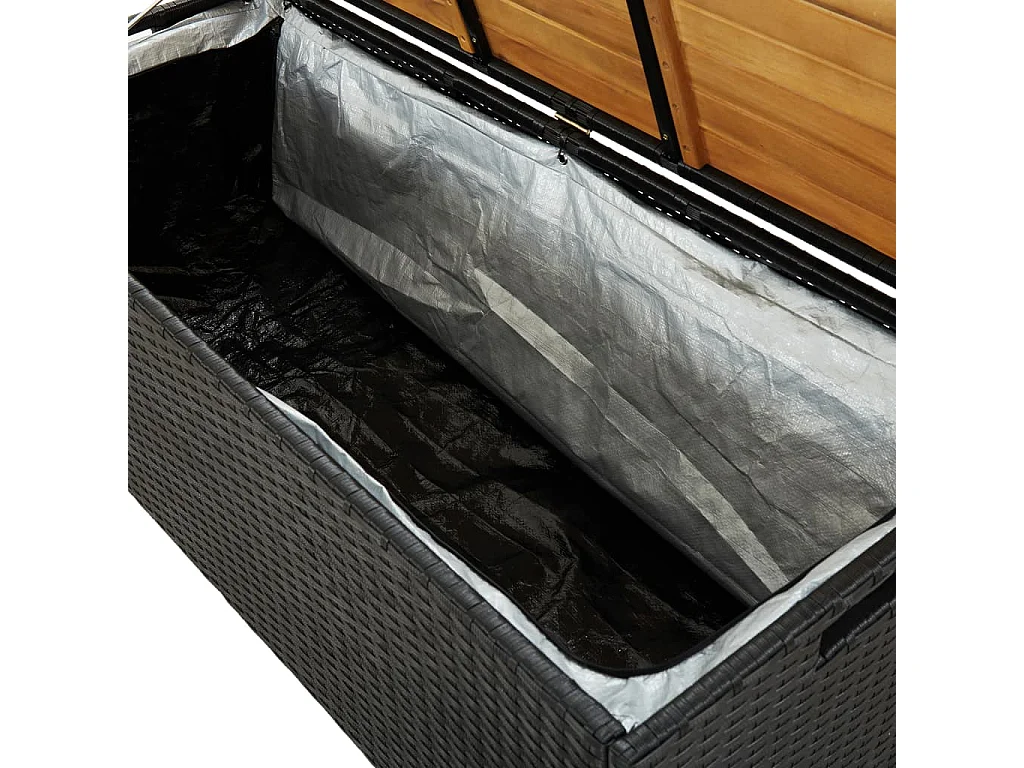 Banco de jardim com arrumação 120 cm vime PE preto