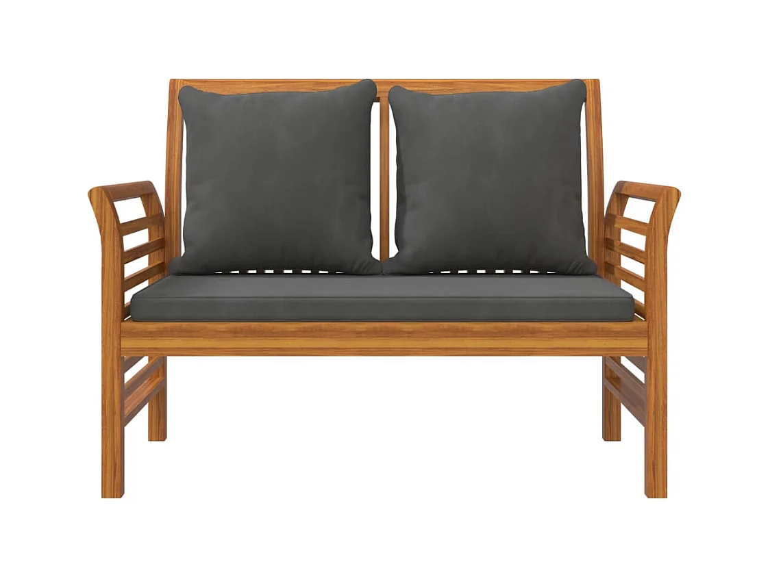 Banc de canapé avec coussins gris foncé Bois d'acacia solide