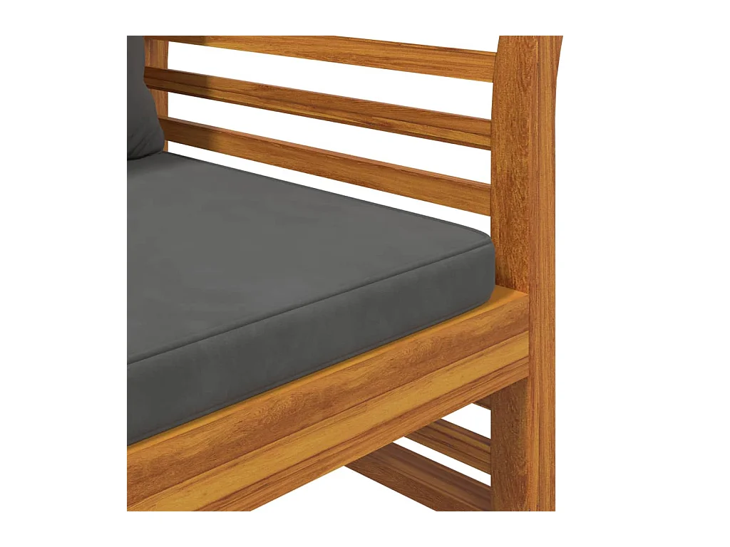 Banc de canapé avec coussins gris foncé Bois d'acacia solide
