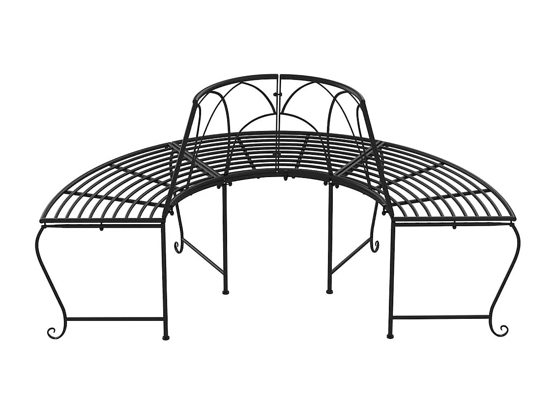 Banc demi-circulaire tour d'arbre Ø159 cm Noir Acier