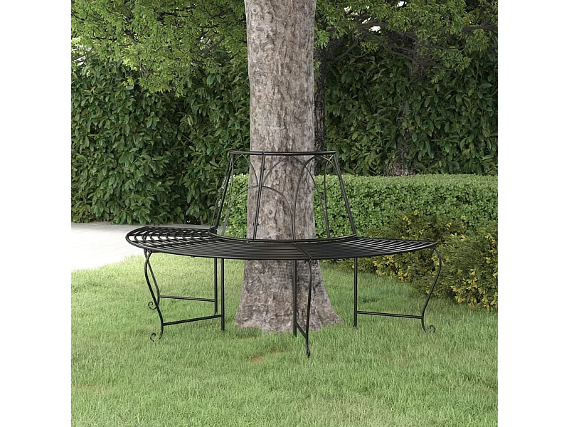Banc demi-circulaire tour d'arbre Ø159 cm Noir Acier