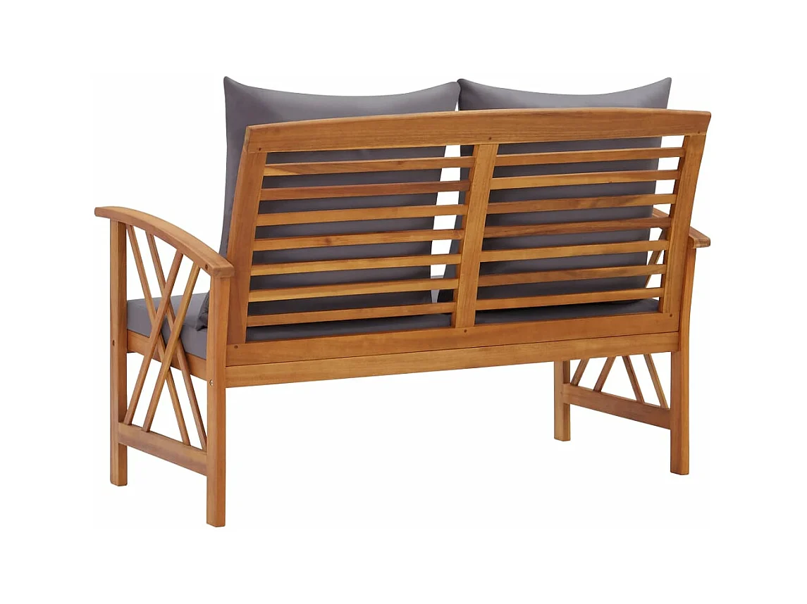 Banco de jardín con cojines 119 cm madera maciza de acacia