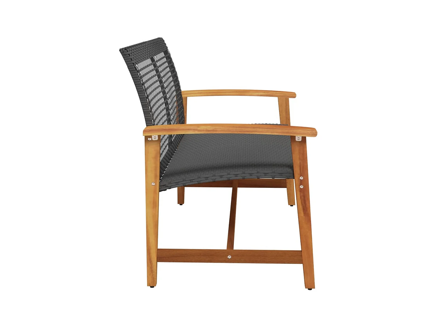 Banco de jardim 112 cm vime PE e madeira de acácia preto