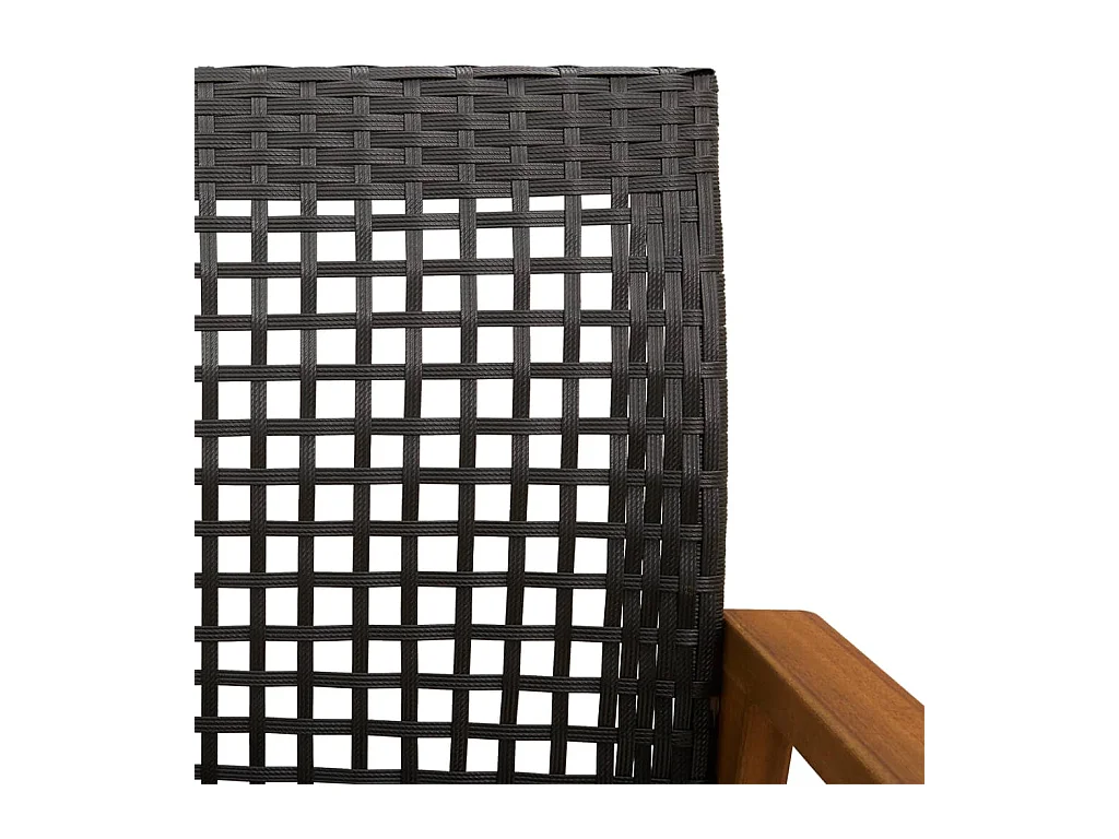 Banco de jardim 112 cm vime PE e madeira de acácia preto