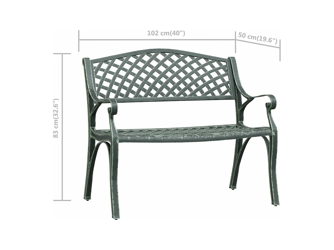 Banc de jardin 102 cm Aluminium coulé Vert