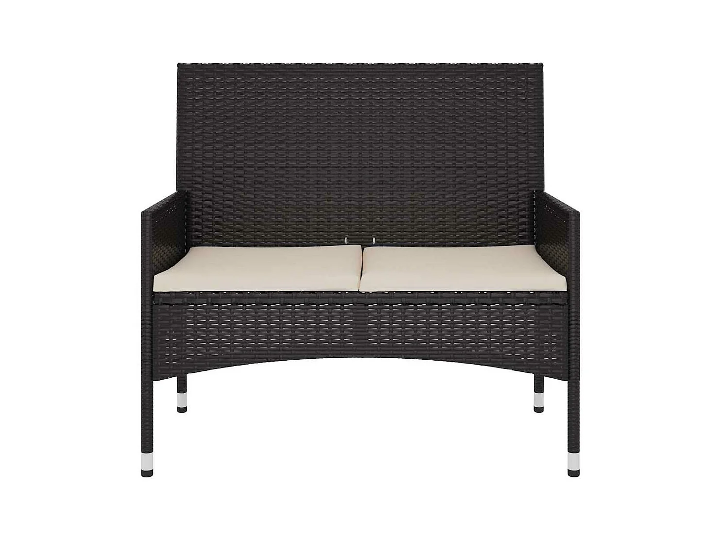 Banc de Jardin à 2 Places avec Coussins Noir Résine Tressée