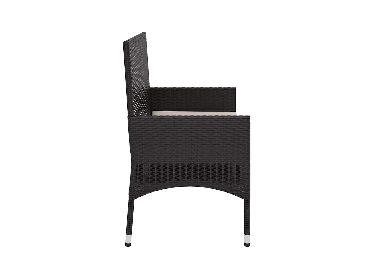 Banc de Jardin à 2 Places avec Coussins Noir Résine Tressée