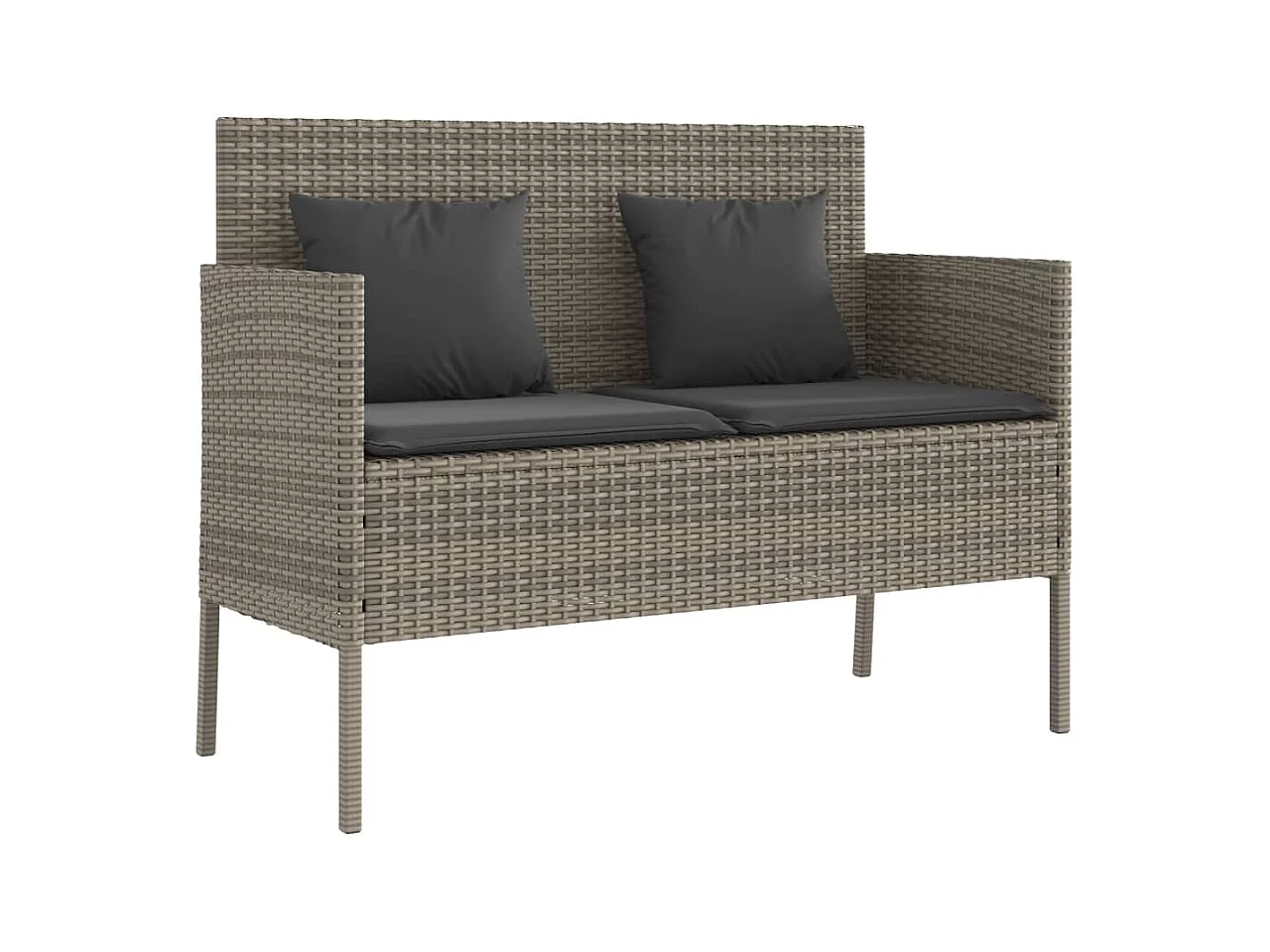 Banco de jardín con cojines ratán sintético gris