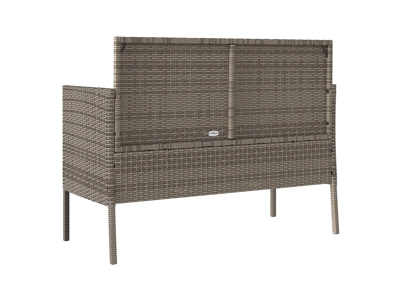 Banco de jardín con cojines ratán sintético gris