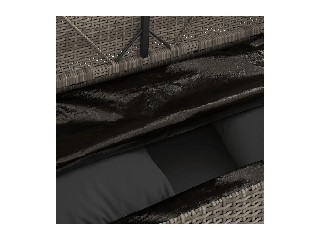 Banco de jardín con cojines ratán sintético gris