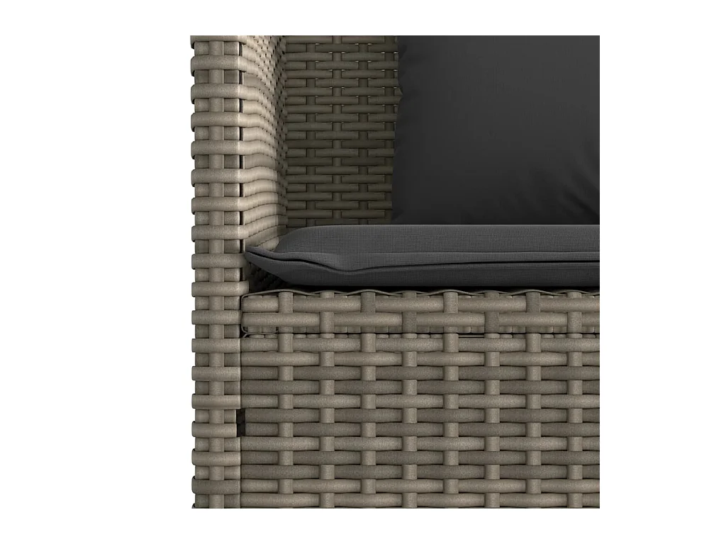 Banco de jardín con cojines ratán sintético gris