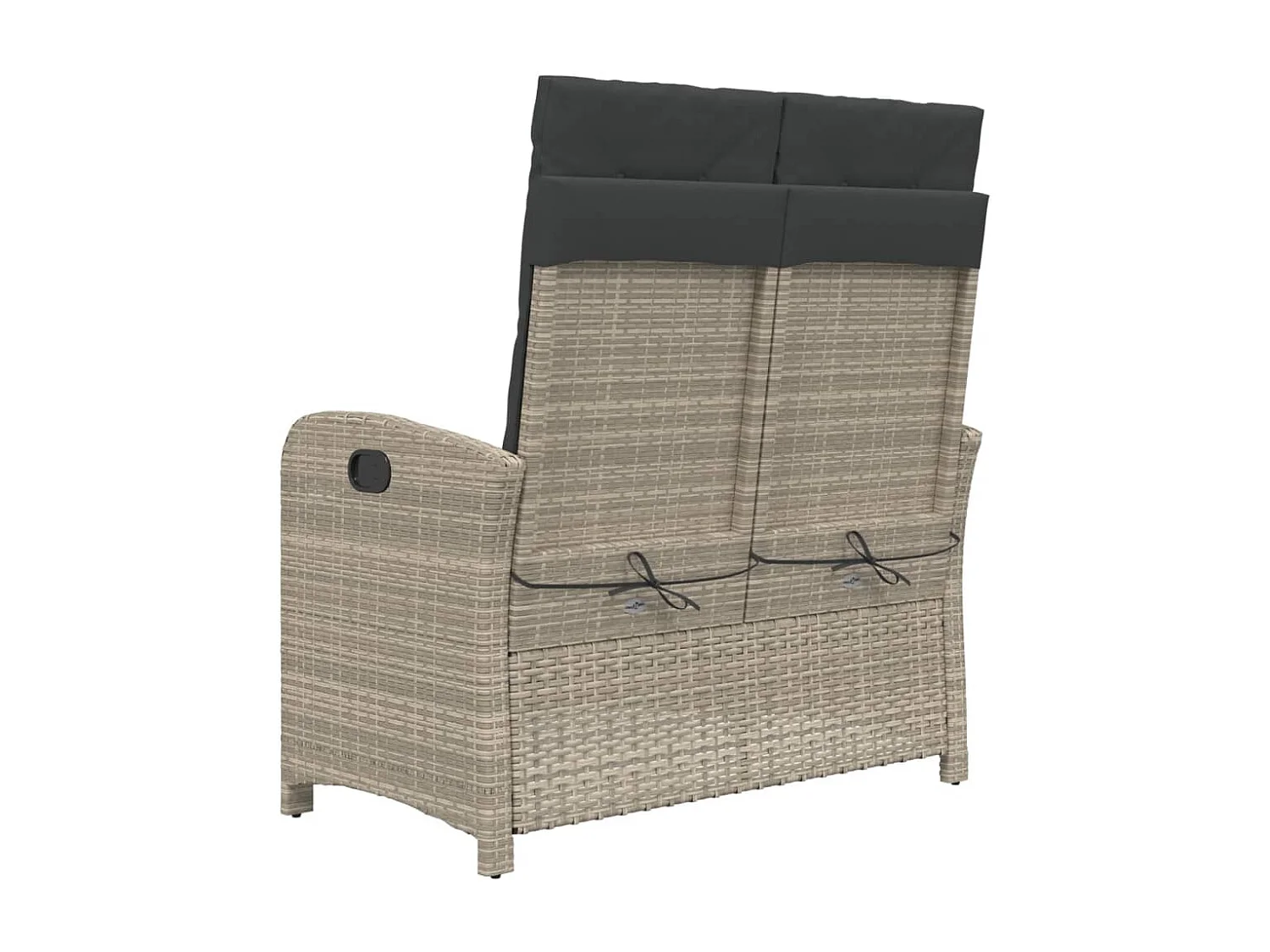 Banc inclinable de jardin et coussins gris clair résine tressée