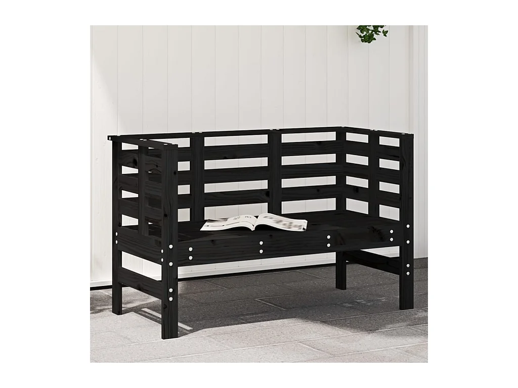Banco de jardín madera maciza de pino negro 111,5x53x71 cm
