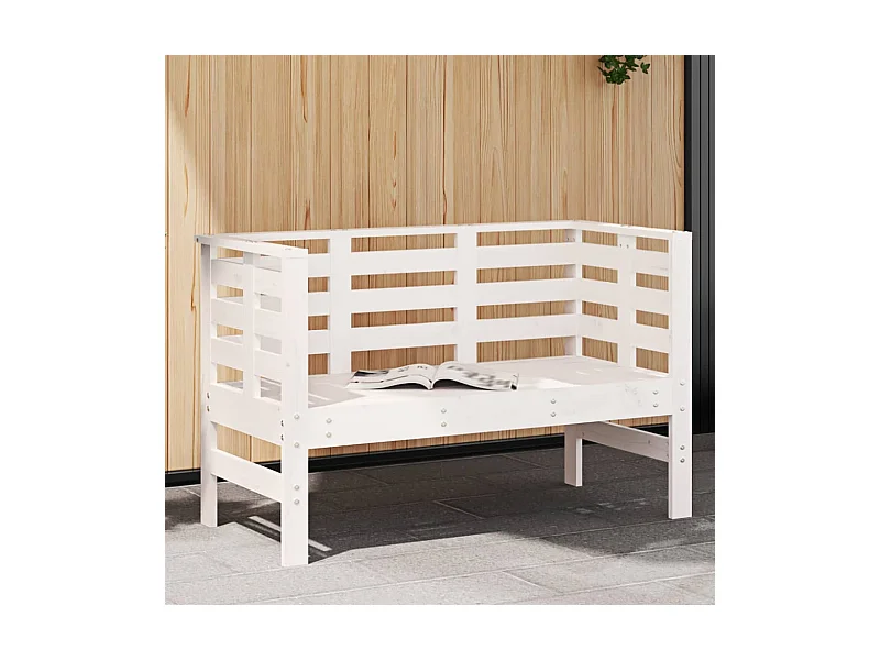 Banc de jardin blanc 111,5x53x71 cm bois massif de pin