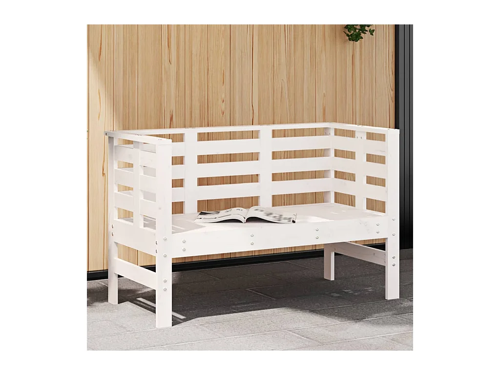 Banc de jardin blanc 111,5x53x71 cm bois massif de pin