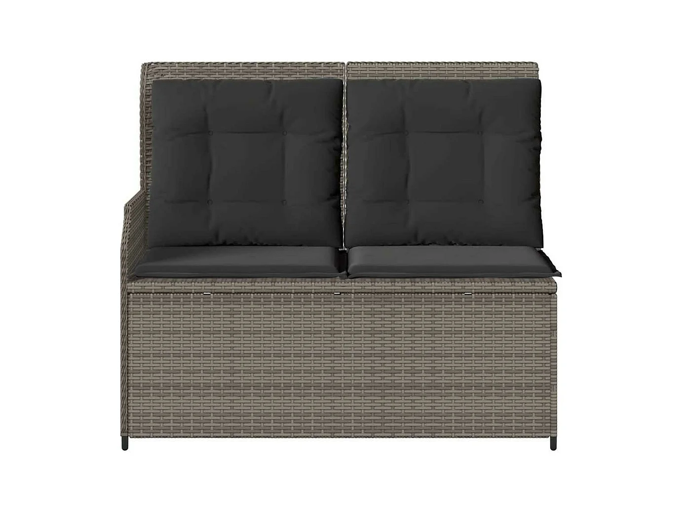 Sillón reclinable de jardín con cojines ratán sintético gris