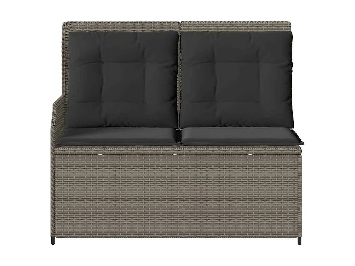 Banc inclinable de jardin avec coussins gris résine tressée