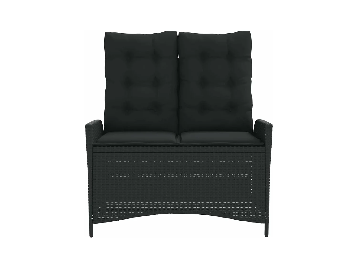 Banc inclinable de jardin avec coussins noir résine tressée