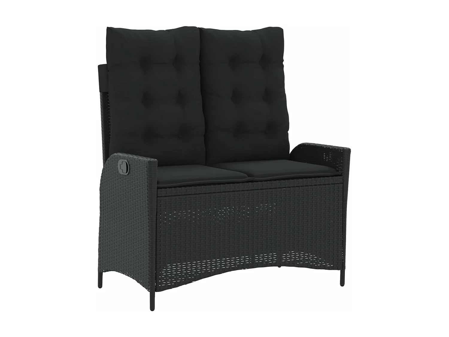 Banc inclinable de jardin avec coussins noir résine tressée