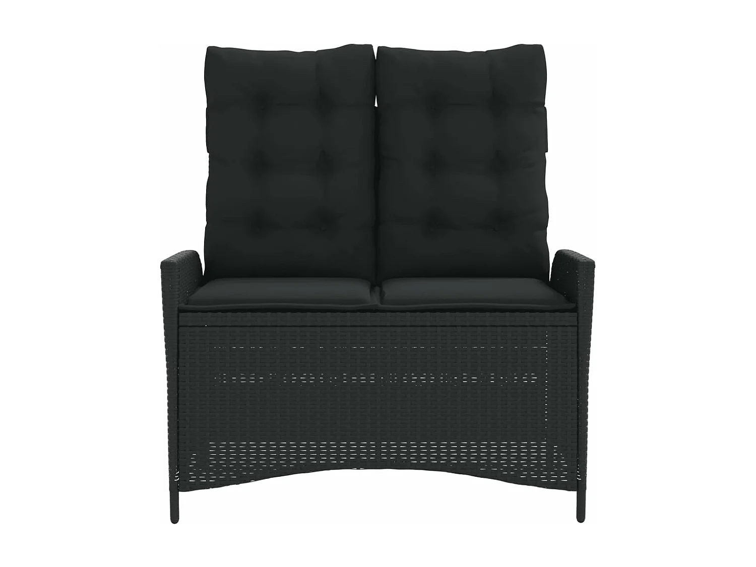 Banc inclinable de jardin avec coussins noir résine tressée