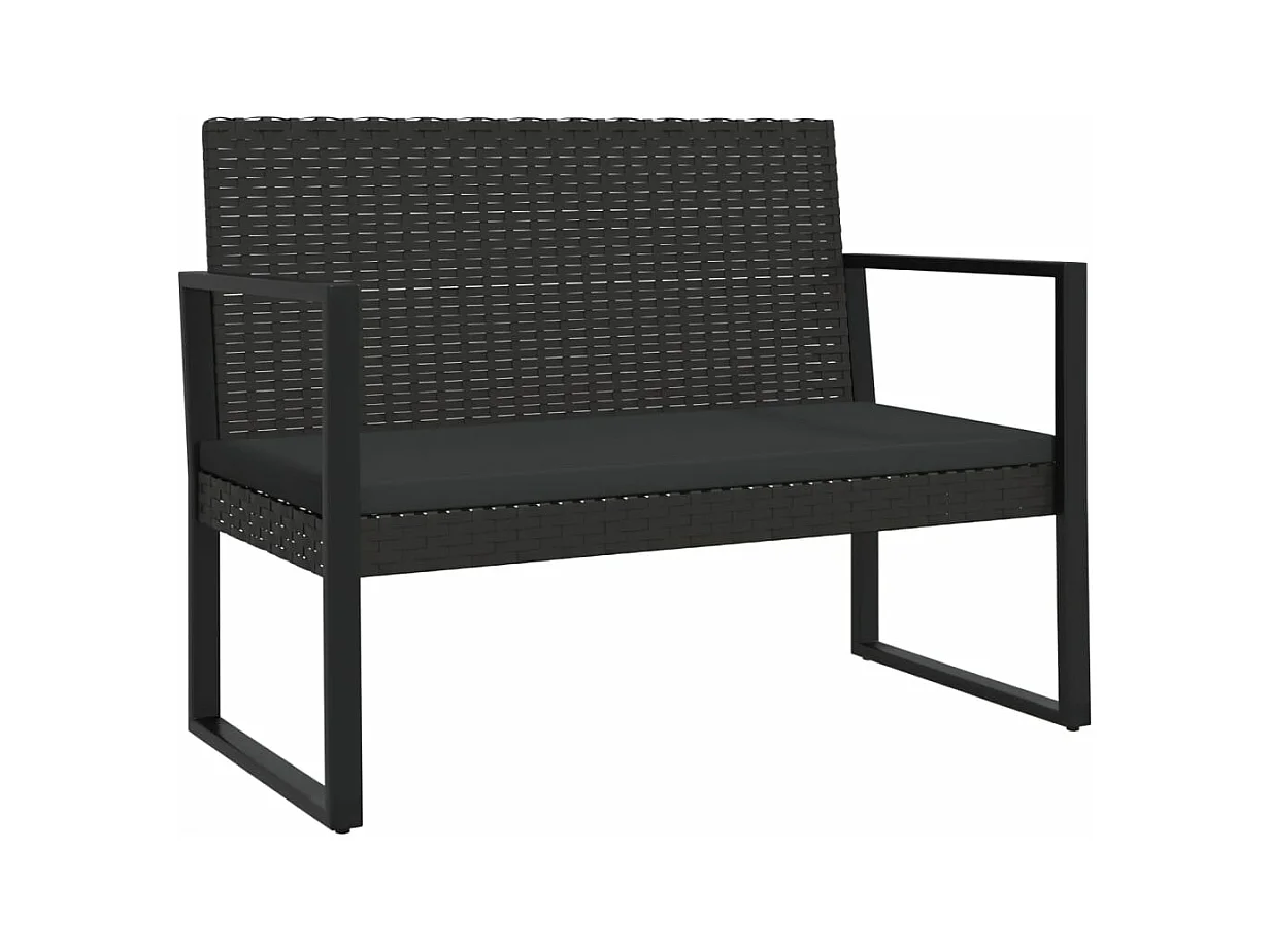 Banc de jardin avec coussins noir 106 cm résine tressée