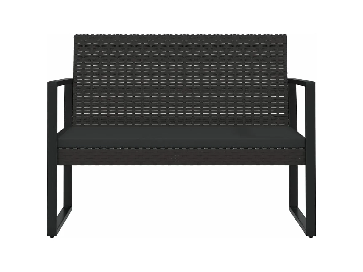 Banc de jardin avec coussins noir 106 cm résine tressée